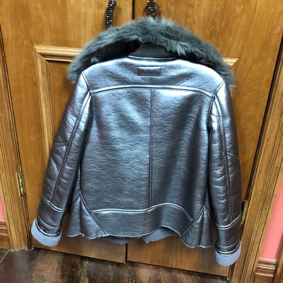 Metallic faux shearling jacket - Picture 2 of 3
